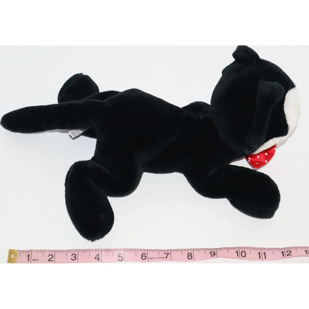 1997 Vintage Felix the Cat Plush A&A Black White Red Bow Tie Laying Toy 12 inch